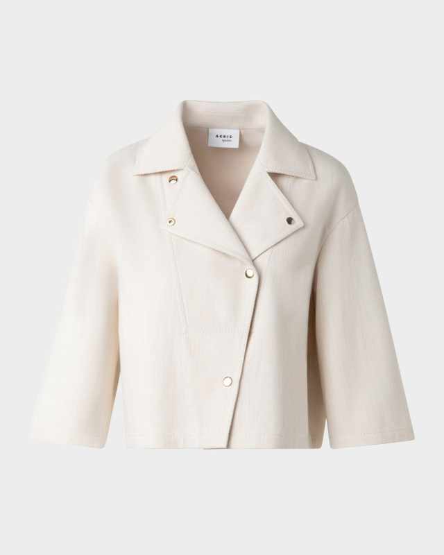 Cotton-Wool Denim Moto Jacket
